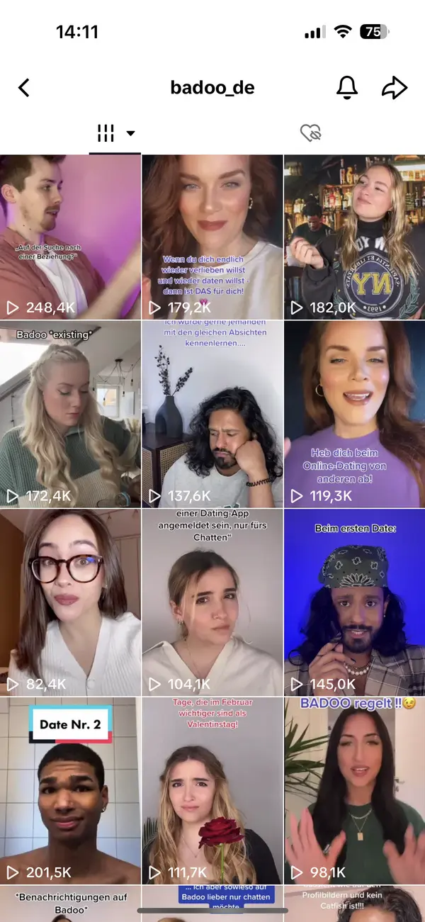 Badoo — Crescimento no TikTok para App de Dating, visual da campanha